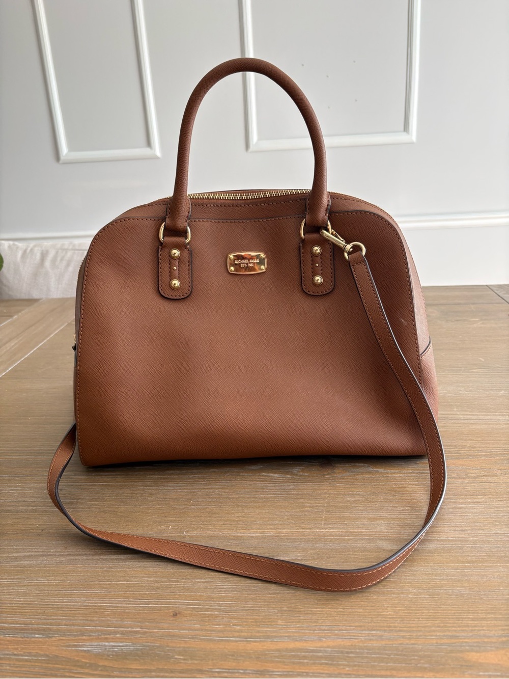 Michael Kors Medium Brown Saffiano Leather Satchel